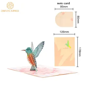 Wholesale 3D Pop Up Hummingbird Greeting Card With Note Card And Envelope