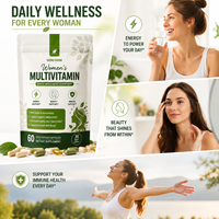 Capsules végétariennes multivitaminées naturelles pour femmes, pour la beauté et l'énergie, emballage personnalisé, OEM, ODM, marque privée