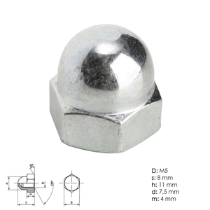 Dado esagonale cieco zincato M5 DIN1587 Qualità 6.0 - Product Image 1