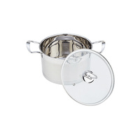 Lot de 8 casseroles en acier inoxydable 304 avec grandes poignées et couvercle en verre compatible avec l'induction.
