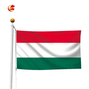 Toptan yüksek kalite dijital baskı yeşil beyaz kırmızı bayrak özel macaristan ulusal ülke bayrağı