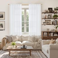 Rideaux classiques en polyester blanc toutes saisons, longueur 2 panneaux, pour salon, voilages semi-transparents filtrant la lumière, avec passe-tringle
