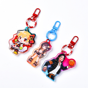 Custom UV Printed Epoxy Charms Clear Acrylic Mirror Holographic Rainbow Keycharm Cartoon Acrylic Shaker Keychain Phone Charm