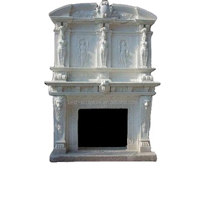 Luxury <strong>Large</strong> Customized White Double Marble <strong>Mantel</strong> <strong>Fireplace</strong> with Nude Lady Freestanding Modern Villa Indoor - Product Image 4