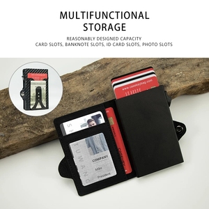 Thời trang mới người đàn ông Ví PU da <span class=keywords><strong>Pop</strong></span> Up chủ thẻ RFID <span class=keywords><strong>Slim</strong></span> tối giản ví thông minh với tiền Clip ID cửa sổ - Product Image 4