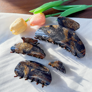 Set Jepit Rambut Mewah Qianjin dari Asetat, Aksesoris Rambut dari Selulosa Asetat Bermotif Marmer untuk Wanita - Product Image 1