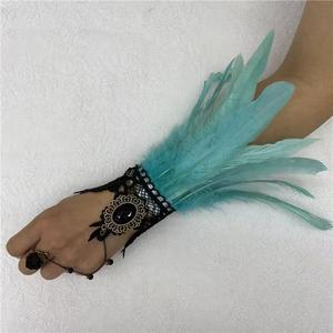 Artisan <strong>Feather</strong> Arm <strong>Cuffs</strong> Handmade Cyberpunk Decor for Festival Events and Edgy Fashion Show Props - Product Image 6