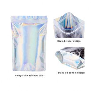 100 pièces de sacs de stockage holographiques multidimensionnels et multicolores en plastique, emballage alimentaire et inodore - Product Image 5