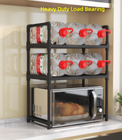 Étagère de rangement métallique monocouche pour four à micro-ondes, avec crochets de cuisine et support pour baguettes et couteaux, finition laquée, pour salon