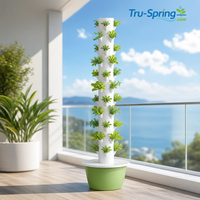 Système d'agriculture verticale hydroponique domestique Tru-Spring à 9 étages, tour hydroponique, système agricole anti-UV, pompe HDPE/ABS, garantie 1 an