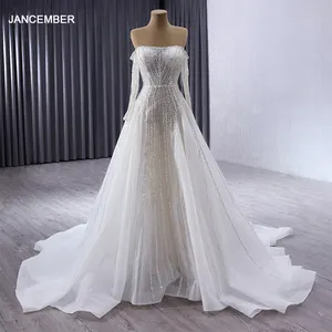 Jancember Rsm241009 Hot Sale Satin Off Shoulder Mermaid Vintage Fashion Elegant Luxury Wedding Dresses