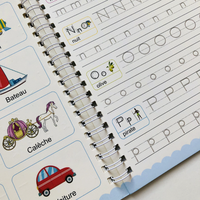 Cahier de calligraphie française éducatif pour enfants, réutilisable, pour la pratique de l'écriture manuscrite, des lettres de l'alphabet, cahier magique avec stylo