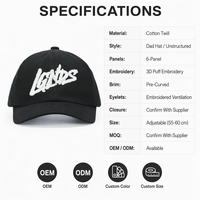 Gorra de Béisbol con Bordado Personalizado, Letras LGNDS, Estilo Graffiti, Gorra de Papá, Sarga de Algodón, Ropa Urbana Unisex, OEM ODM