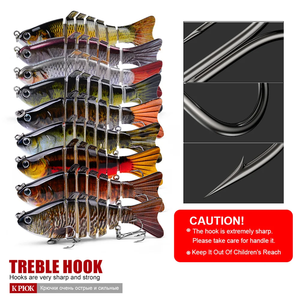 Appâts nageurs multi-articulés Appâts à manivelle à naufrage lent Appâts vivants artificiels bioniques pour la pêche à la truite d'eau douce et à l'achigan pour la carpe - Product Image 3