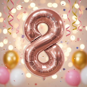 Globo de Papel Metálico Color Oro Rosa con el Número 8 para Fiestas, Decoración para Fiestas de Cumpleaños Infantiles de 80 cm - Product Image 5
