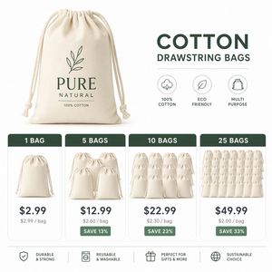 Pochette à bijoux personnalisée en coton biologique, sac à cordon réutilisable en tissu naturel, petit sac cadeau pour les faveurs de mariage - Product Image 5