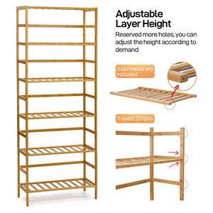 Kệ Sách Bằng Tre Có Thể Điều Chỉnh <span class=keywords><strong>6</strong></span> Tầng Kệ Sách Tự Do Trưng Bày Kệ Đựng Đồ Phòng Tắm Và Giá Trồng Hoa - Product Image 3