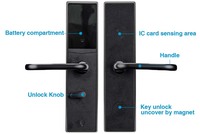 Cerradura Inteligente para Hotel de Aleación de Zinc con Cinco Puntos de Cierre de Seguridad, Cerradura con Tarjeta RFID para Habitaciones, para Proyectos Hoteleros de Lujo