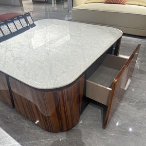 Table d'appoint en marbre de style italien avec <span class=keywords><strong>cadre</strong></span> en bois, table basse moderne pour salon, villa de luxe, hôtel, usage résidentiel haut de gamme - Product Image 5