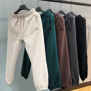 Yudi 400g กางเกงกีฬาผ้าฟลีซพิมพ์ลายแบบผูกเชือกสีทึบกางเกงขายาวลำลองบางรุ่นพื้นฐาน - Product Image 1