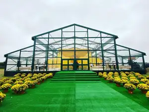 Outdoor Clear Roof Glass Wall Black Frame Frame Marquee Event Wedding Atrium Tents For 200 500 1000 People