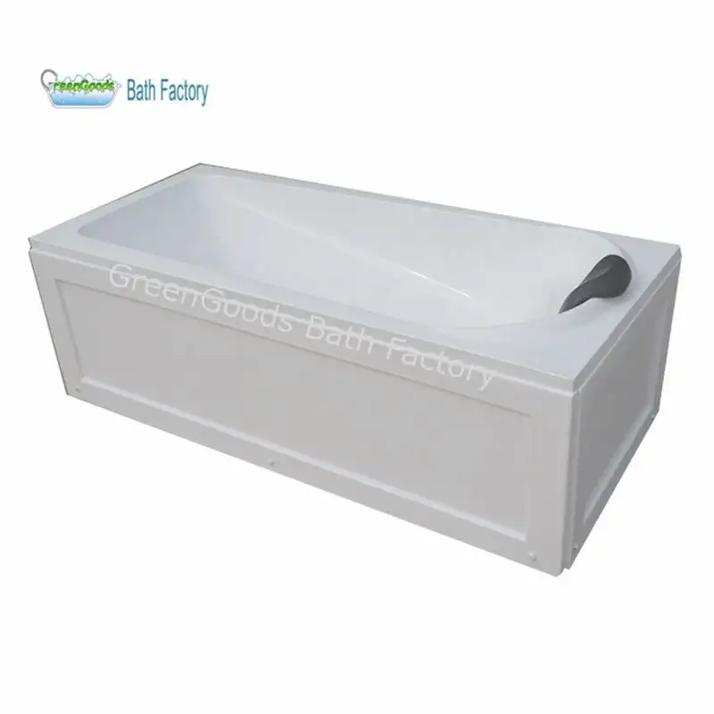 Sanitary Ware Sale 1200*700 mm Reinforced by Fiberglass Alcove Acrylic 2 Sided Skirted Bathtub With Headrest
