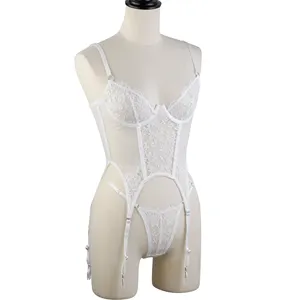 Corset Lingerie Teddy Wear Body Transparent 1 Piece Lingeries Sexy Lace Bodysuit Snap Crotch