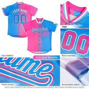 Camiseta de Béisbol Personalizada con Degradado, Nombre y Número Cosidos, Unisex, Transpirable, Sublimada, Ropa Deportiva - Product Image 3