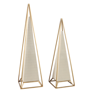 Sculture Decorative a Forma di Piramide in Ferro e Resina per Soggiorno, Ufficio, Bagno, Scaffale e Tavolino da Caffè - Product Image 2