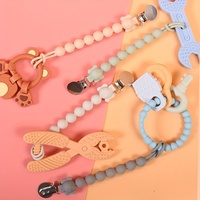 Articles pour bébés mignons et non toxiques, indispensables : attache-sucette pour nouveau-né avec motif d'éléphant, clip pour sucette en silicone de qualité alimentaire souple