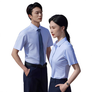 <b>Elastic</b> Houndstooth Bamboo Fiber Shirt Long And Short Sleeve Men Women Workwear Bank 4S Shop Professional Suit Embroidered Logo - Product Image 5