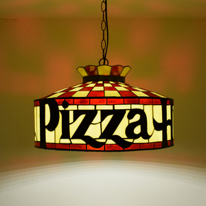 Lampada a Sospensione Stile Tiffany per Ristorante Pizza Duty Free, Illuminazione Retrò con Design in Vetro Colorato, Lampada a Sospensione Pizza Hut - Product Image 2