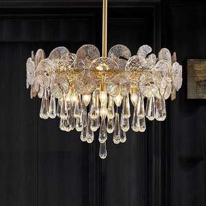 Luxury Gold <b>Crystal</b> <b>Chandelier</b> Round E14 LED Pendant Light for Dining Room 2700K Warm White Dimmable Ceiling Fixture - Product Image 2