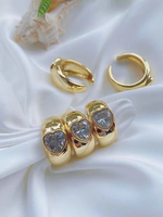 Grosir cincin pasangan perhiasan 18 berlapis emas kuningan zirkon berlian pertunangan cincin pernikahan bague de mariage en atau