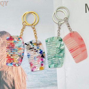 QY Logo personnalisé acétate de Cellulose Mini peigne porte-clés mignon Portable antistatique poche cheveux peigne sac - Product Image 1