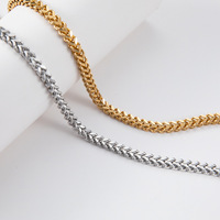 Colliers en acier inoxydable en gros, chaînes torsadées tressées, chaînes cubaines polies à quatre faces, chaînes Franco Hip Hop de 3 mm à 13 mm pour hommes