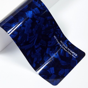 Auto-adhésif <span class=keywords><strong>Prix</strong></span> Usine Brillant En Fiber De Carbone Forgé Bleu Vinyle <span class=keywords><strong>Voiture</strong></span> Wrap Vert Haute Qualité Bleu Forgé Carbone - Product Image 1
