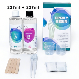 Kit <span class=keywords><strong>de</strong></span> résine époxy transparente pour l'art, les bijoux, l'artisanat, le revêtement - 16 OZ (8 OZ <span class=keywords><strong>de</strong></span> résine et 8 OZ <span class=keywords><strong>de</strong></span> durcisseur) / Accessoires inclus - Product Image 1