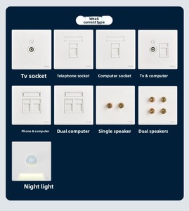 Vente directe usine – Panneau de prise et interrupteur domestique ultra-mince blanc platine, interrupteur simple à cinq trous, série Haocheng - Product Image 4