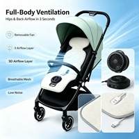 Coussin rafraîchissant pour siège auto bébé certifié CE FCC, 5V USB, avec ventilateur, coussin respirant en maille 3D à flux d'air pour poussette et véhicule