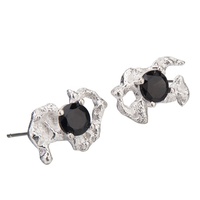 Boucles d'oreilles asymétriques ICEBELA S925 en argent sterling avec diamants hétéromorphes incrustés pour femmes