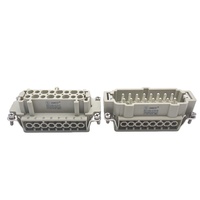 Connecteur robuste en polycarbonate nickelé en laiton 16P, connecteur femelle automobile 16 broches 500V HE-016-F