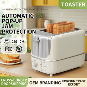 Tostadora eléctrica de 2 rebanadas con temporizador, tostadora automática de pan con apertura automática, fácil limpieza, electrodoméstico de encimera con superficie acanalada para el hogar y cafeterías - Product Image 1