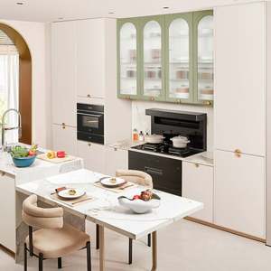 Ensemble d'armoires de cuisine connectées IoT, garde-manger climatisé, porte en verre, caractéristiques en marbre, support de tablette intégré, projecteur de recettes - Product Image 4