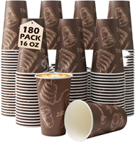 Gobelets jetables personnalisés avec logo pour café, thé au lait, boissons chaudes, avec couvercles, en papier kraft blanc, 16 oz, pour fêtes, style moderne, modèle LF-C02