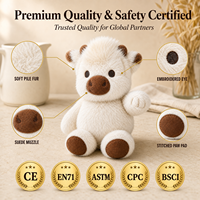 Peluche personnalisée Petite Vache – Créez votre design – Animal en peluche super doux de dessin animé pour filles avec doublure en maille