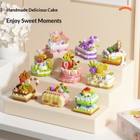 Mini-gâteau créatif en micro-blocs de construction, jouet éducatif à assembler, en plastique, chocolat, fraise, fruits, cadeau d'anniversaire pour garçons et filles