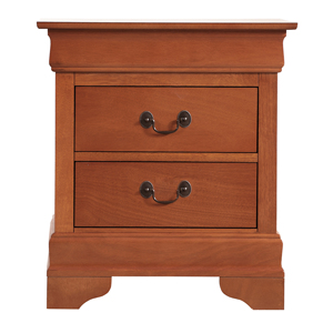 Oak Nightstand With Classic Design Two <b>Drawer</b> <b>Storage</b> For Bedroom - Product Image 3