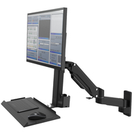 Support mural industriel pour clavier T8-GA02KB 15"-32" avec bras à ressort à gaz pour moniteur, capacité 20 kg