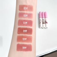 Ensemble de 6 rouges à lèvres liquides mats Sweet Milk Velvet Lip Mud, longue tenue, anti-transfert, avec un design mignon de dessin animé